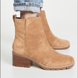New In Box Sorel Cate Booties Camel Brown,Size 11